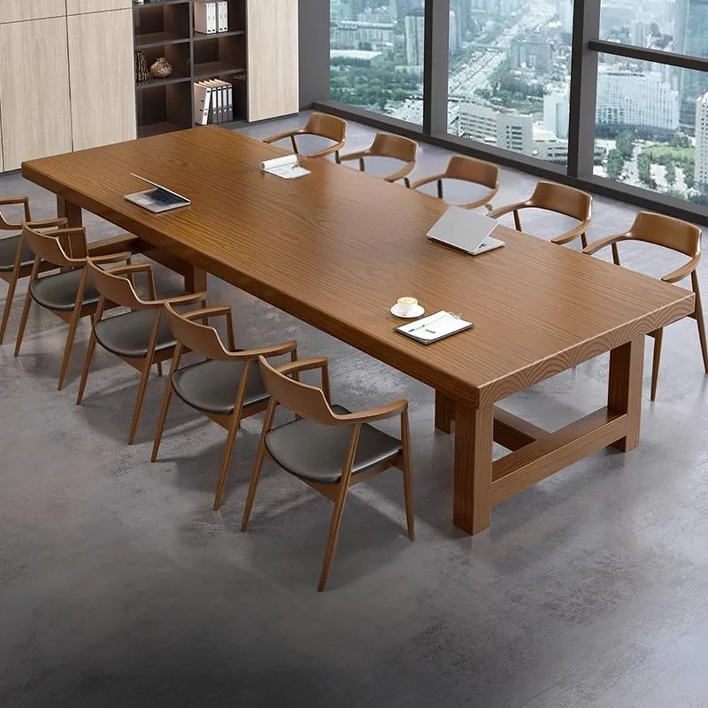 Long Rustic Wooden Conference Table - Maoters