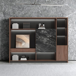 Desk with LED Strip Lighting for Executives - L240 x H200 CM file cabinet