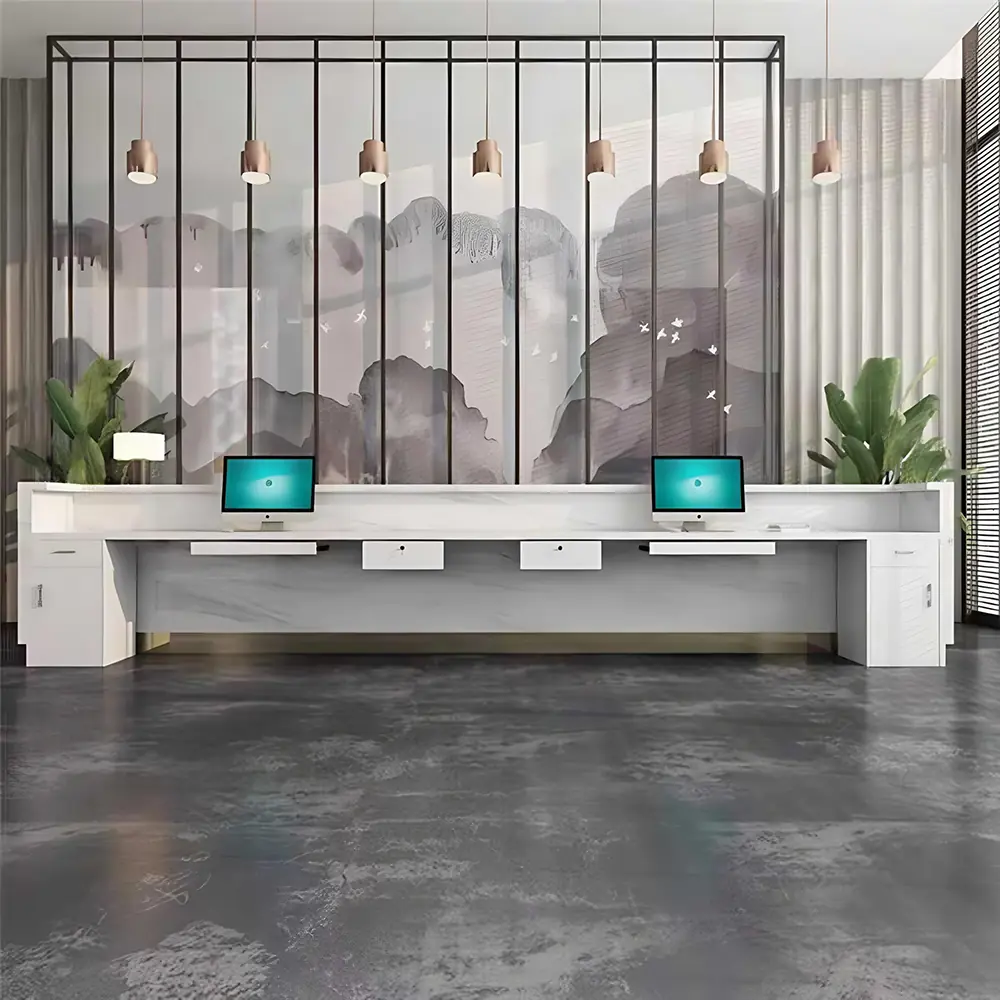 未标题-1 Imitation Marble Pattern Front Desk - Elegant Service Desk
