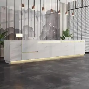 Imitation Marble Pattern Front Desk - Elegant Service Desk - L320 X W60 X H105 CM