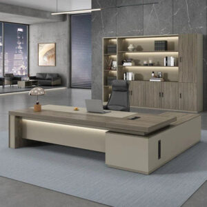 Large Executive Desk with Side Bookcase - L280 X W160 X H79 CM