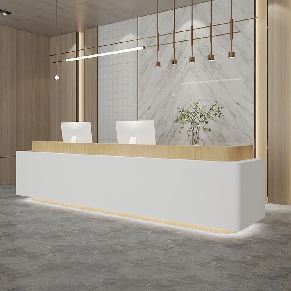 白色+原木纹 Baked Paint Reception Counter - Maoters