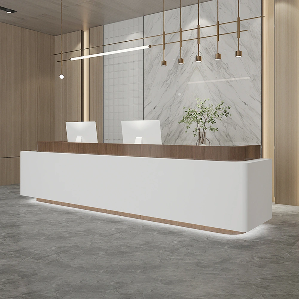 白色+深咖木纹 Baked Paint Reception Counter - Maoters