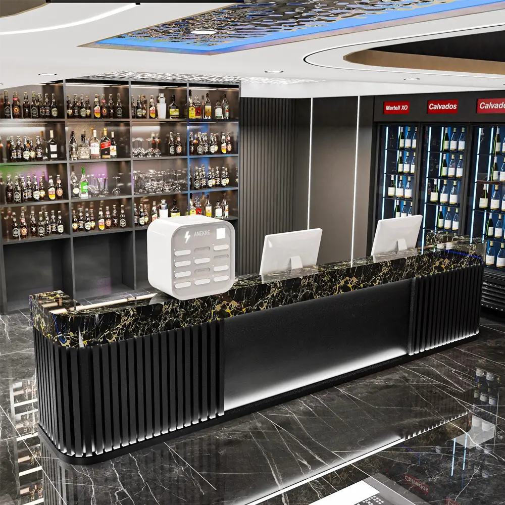 Elegant Marble Rock Slab Reception Desk