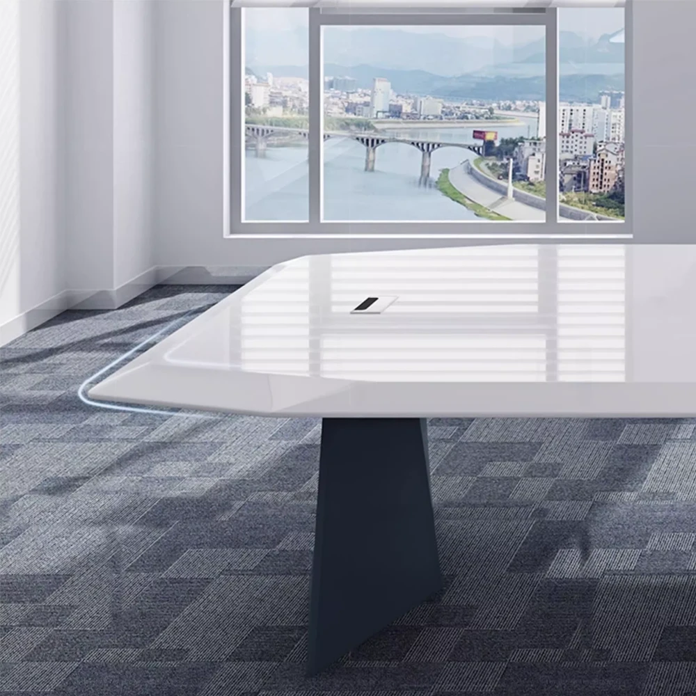 Stylish Large White Painted Conference and Multi-Person Office Desk