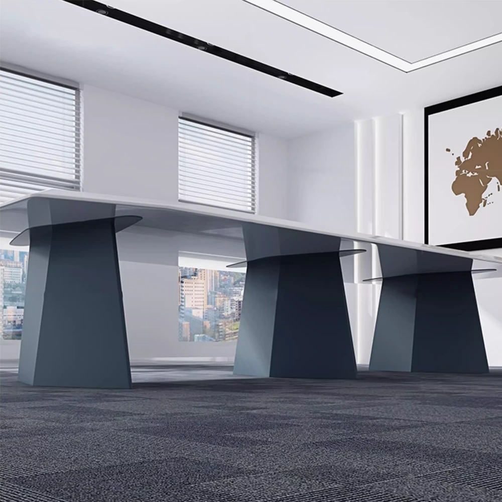 Stylish Large White Painted Conference and Multi-Person Office Desk