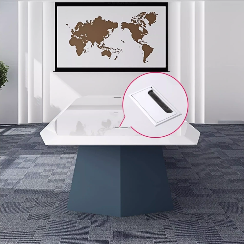 Stylish Large White Painted Conference and Multi-Person Office Desk