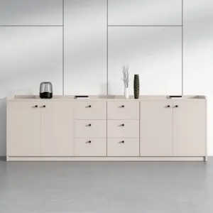 Office Credenza with File Drawers - Wood Storage Cabinet & Workspace Desk