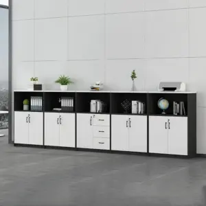 Office Room Divider with Storage - Wood Partition Cabinet with Locking File Drawers