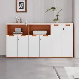 Modern Wood Office Credenza | Sideboard with File Drawers & Storage Compartments