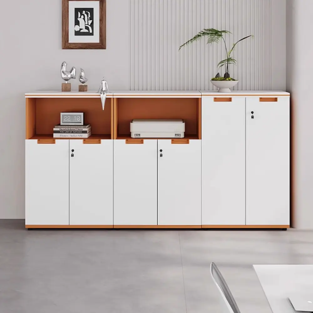 Modern Wood Office Credenza | Sideboard with File Drawers & Storage Compartments