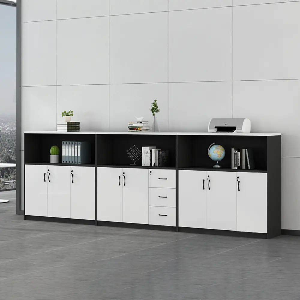 未标题-2 Office Room Divider with Storage - Wood Partition Cabinet with Locking File Drawers