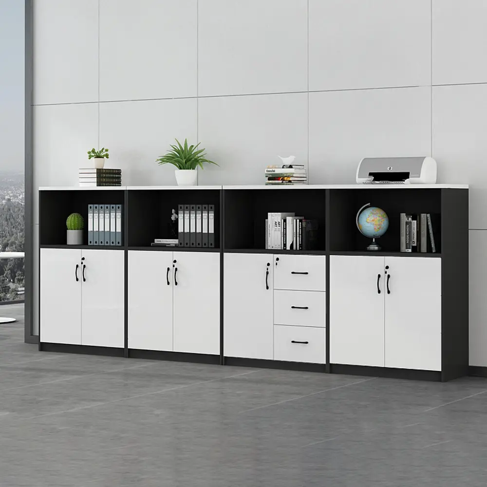 未标题-3 Office Room Divider with Storage - Wood Partition Cabinet with Locking File Drawers