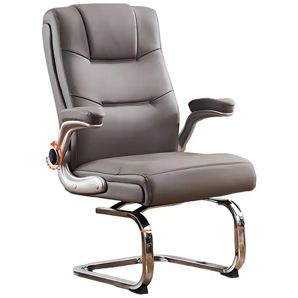 Ergonomic Swivel Chair with Knee-tilt Mechanism & Leather Seat for Home Office Study