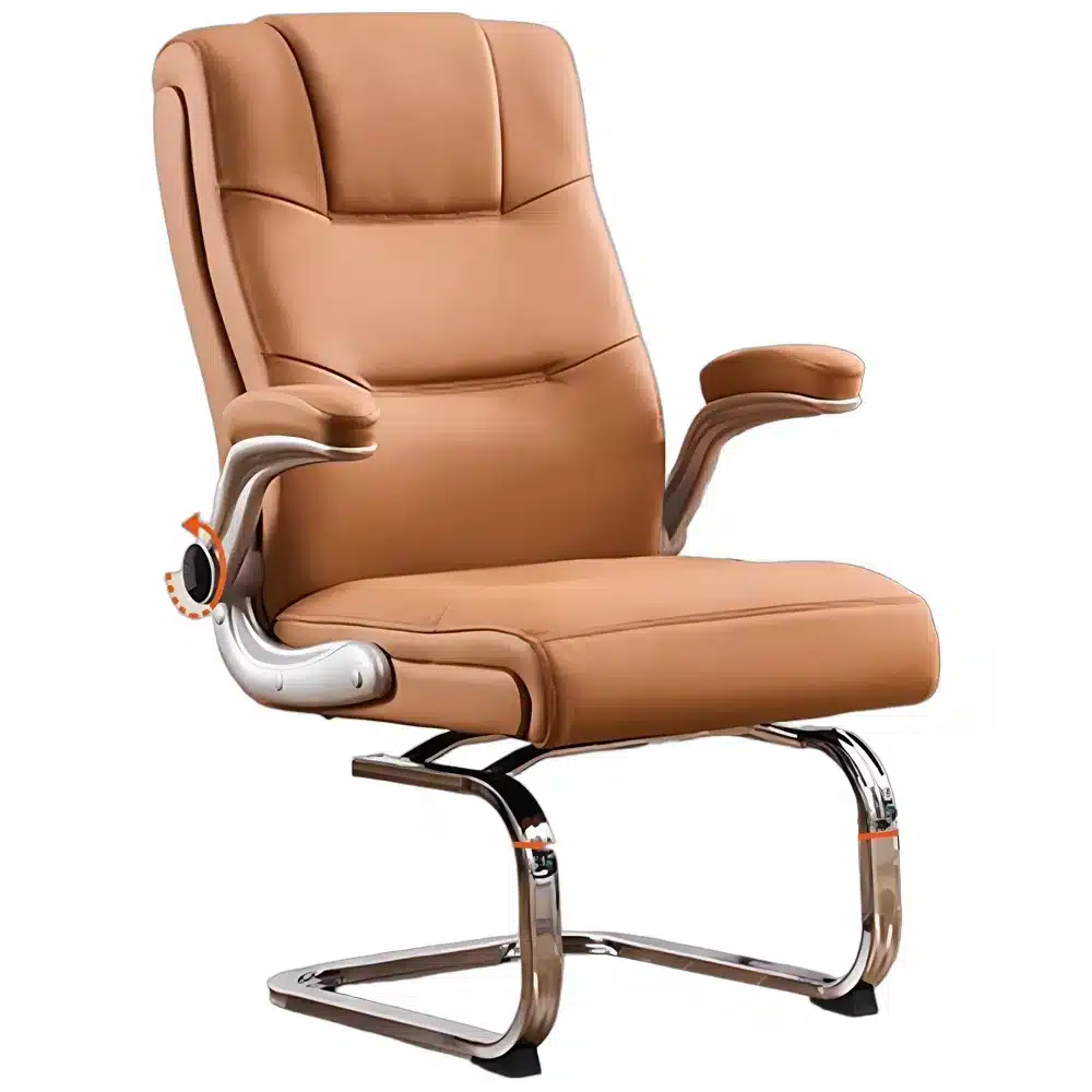 Ergonomic Swivel Chair with Knee-tilt Mechanism & Leather Seat for Home Office Study