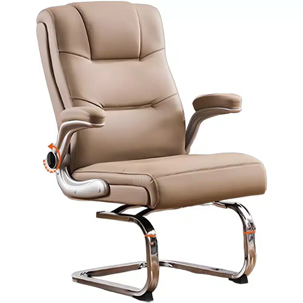 Ergonomic Swivel Chair with Knee-tilt Mechanism & Leather Seat for Home Office Study