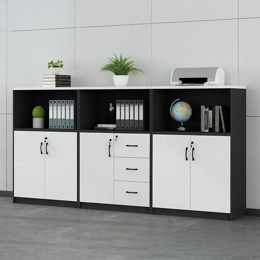 未标题-5 Office Room Divider with Storage - Wood Partition Cabinet with Locking File Drawers