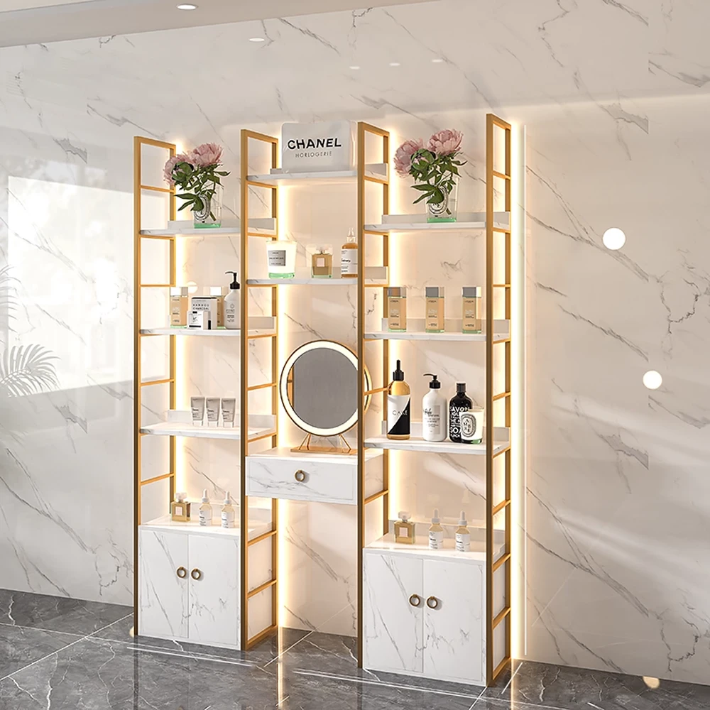 Professional Beauty Salon Display Cabinet with Illuminated Mirror