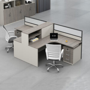 Minimalist Desk with Screen Dividers - Two-person seat L270 x W140 x H120 CM (T-shaped)