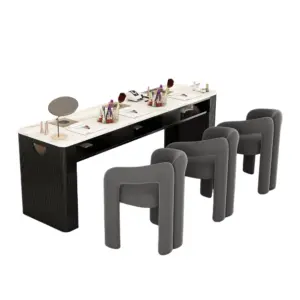 Professional Nail Desk with Integrated Dust Collector & Electrical Sockets