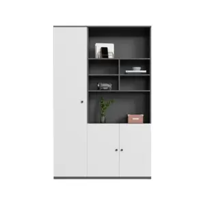 Freestanding Tall Office Cabinet - Executive Bookcase with Integrated File Storage
