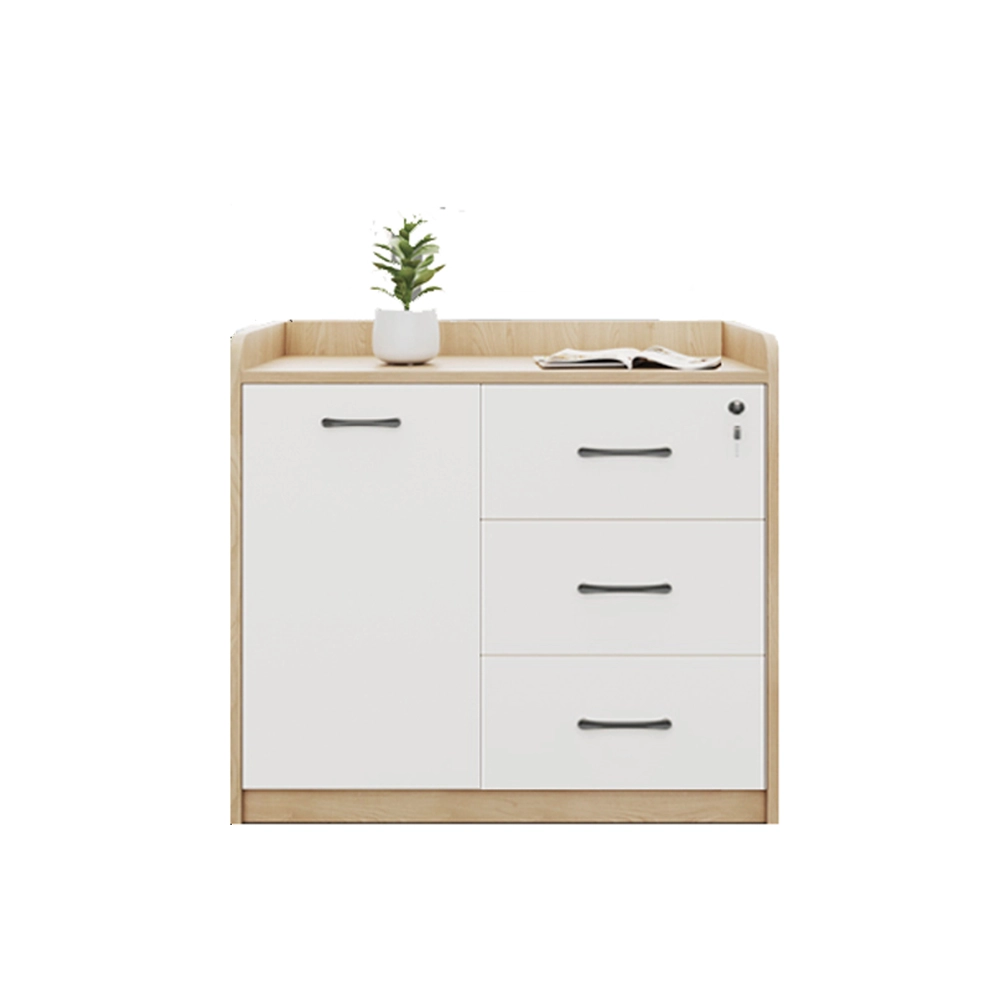 Office Desk Side Cabinet with Shelves - Low Storage Organizer for Partitions & Supplies