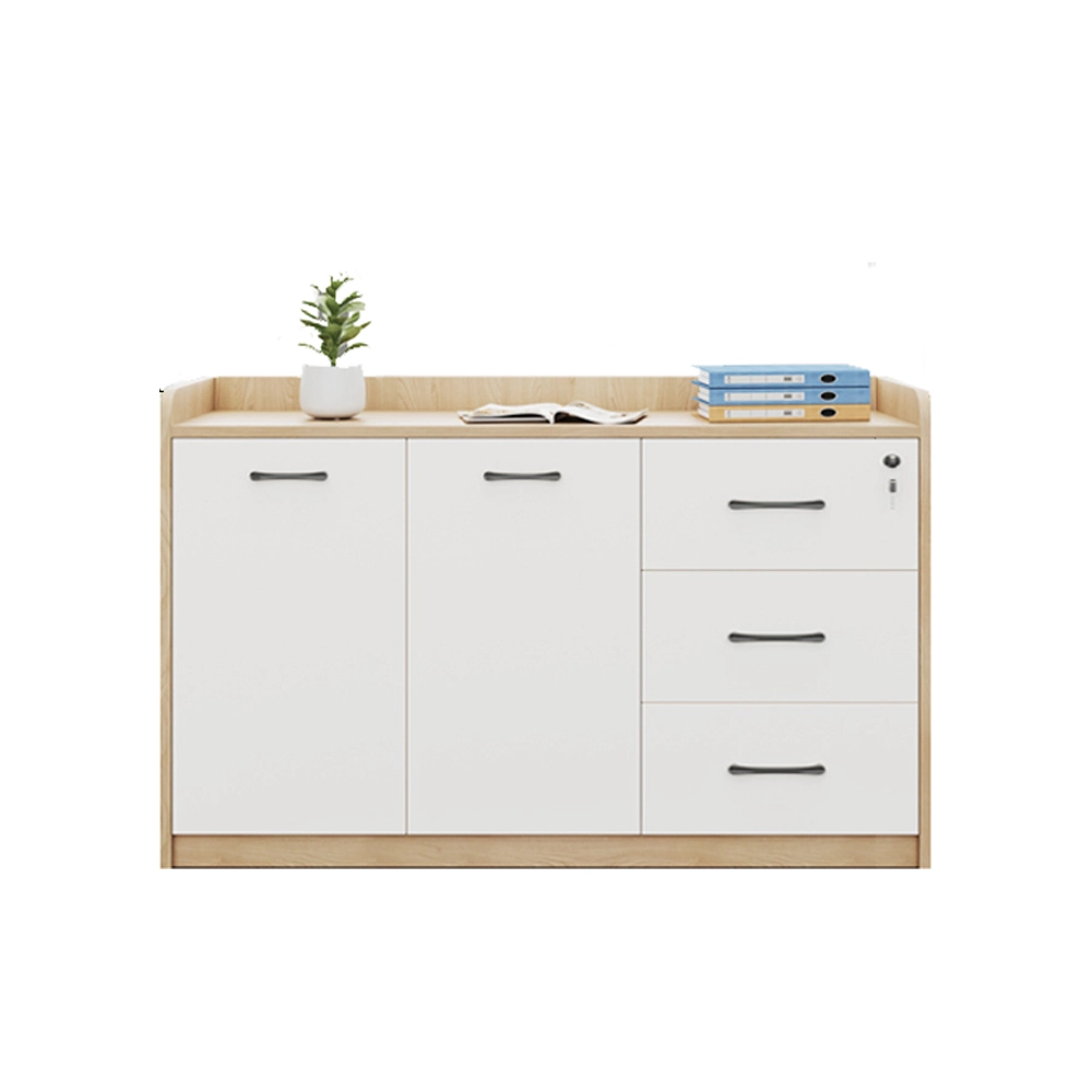 Office Desk Side Cabinet with Shelves - Low Storage Organizer for Partitions & Supplies