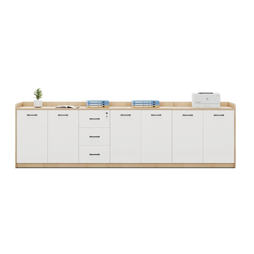 Office Desk Side Cabinet with Shelves - Low Storage Organizer for Partitions & Supplies