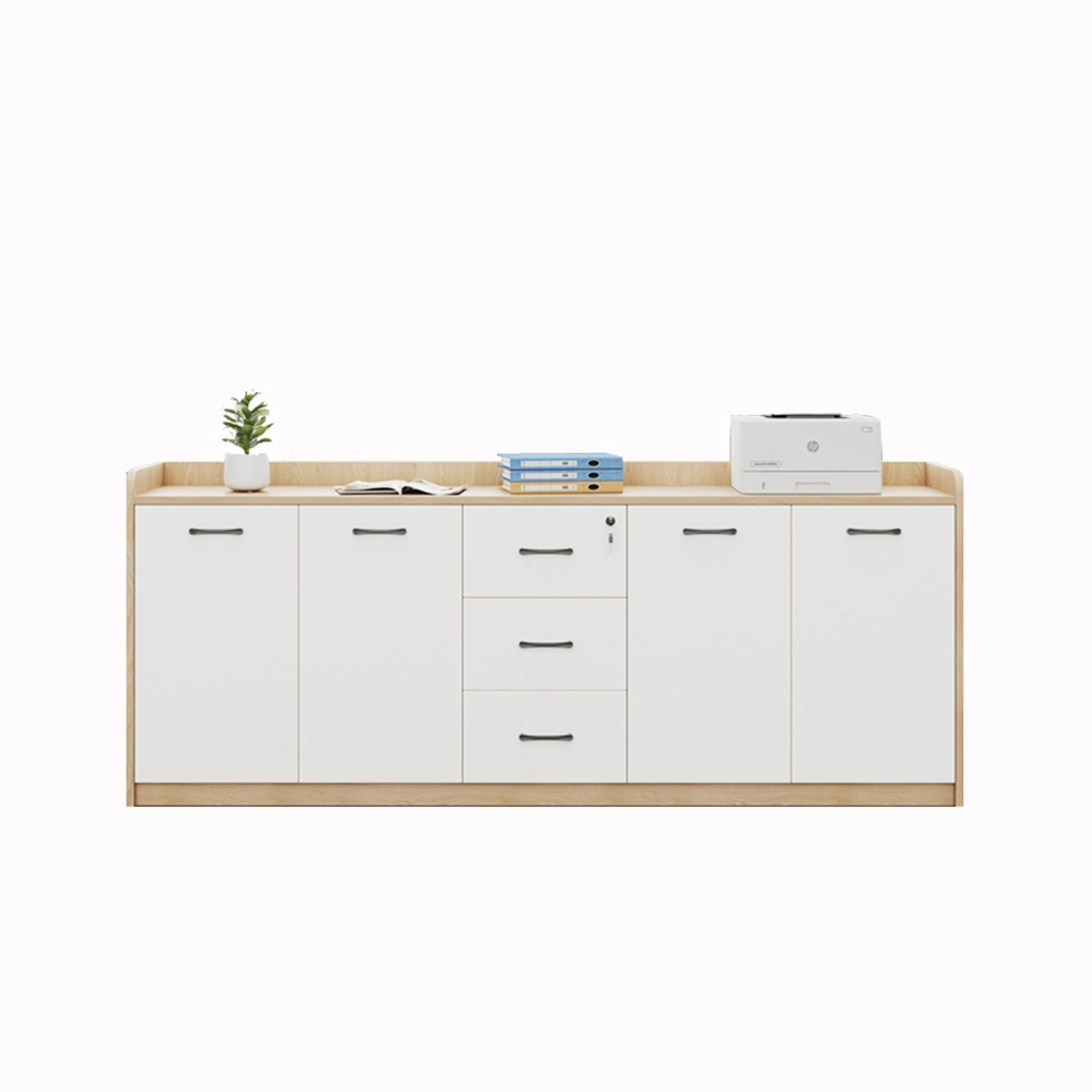 Office Desk Side Cabinet with Shelves - Low Storage Organizer for Partitions & Supplies