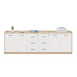 Office Desk Side Cabinet with Shelves - Low Storage Organizer for Partitions & Supplies