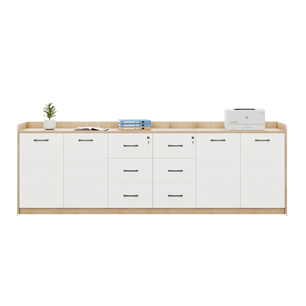 Office Desk Side Cabinet with Shelves - Low Storage Organizer for Partitions & Supplies