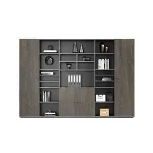 Freestanding Tall Office Cabinet - Executive Bookcase with Integrated File Storage