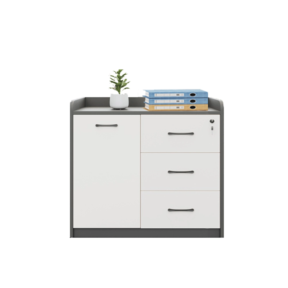Office Desk Side Cabinet with Shelves - Low Storage Organizer for Partitions & Supplies