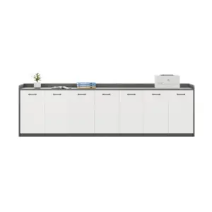 Office Desk Side Cabinet with Shelves - Low Storage Organizer for Partitions & Supplies