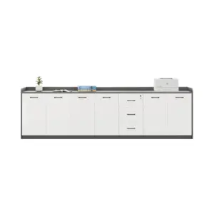 Office Desk Side Cabinet with Shelves - Low Storage Organizer for Partitions & Supplies
