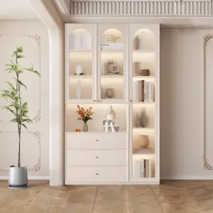 Built-in Glass Door Cabinet for Living Room Storage & Display