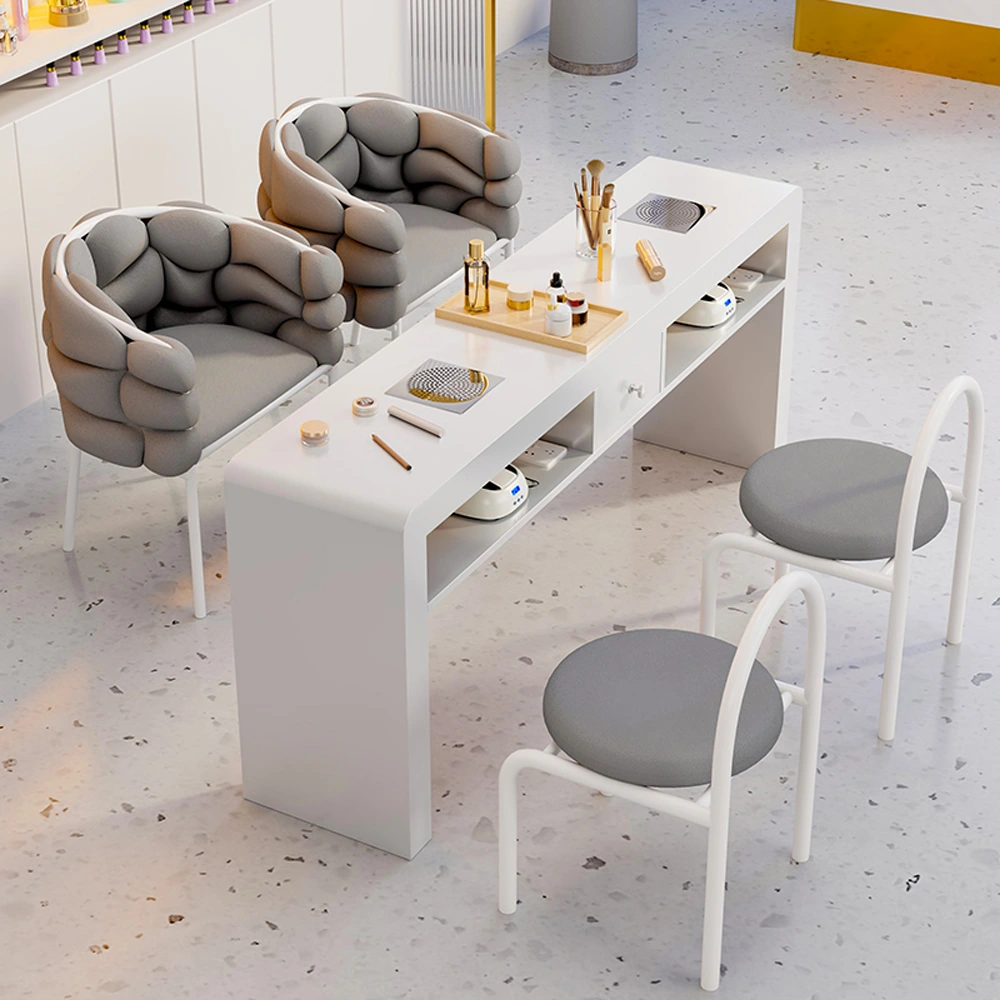 Multi-Functional Nail Table with Drawers Vacuum and Electrical Outlets