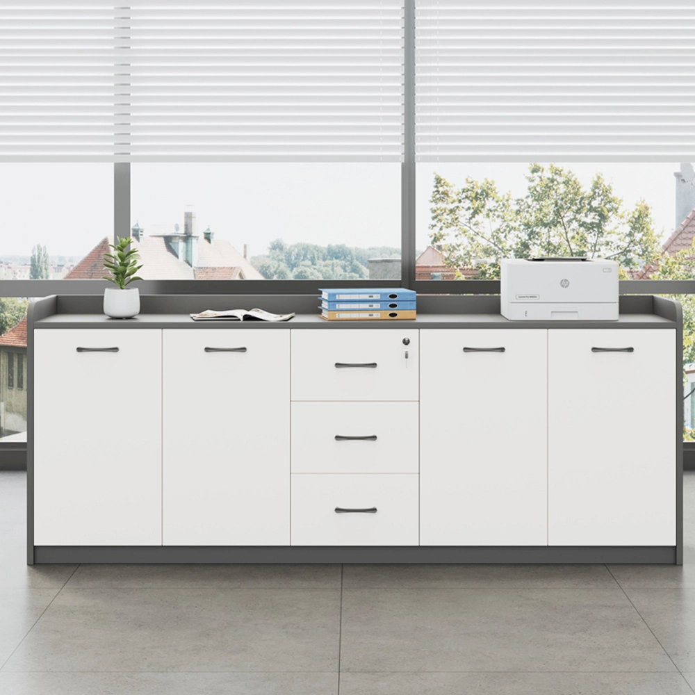 Office Desk Side Cabinet with Shelves - Low Storage Organizer for Partitions & Supplies