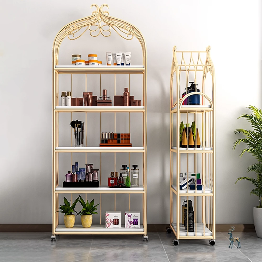 Adjustable Nail Polish Rack with LED Lights - Salon Makeup Display Shelf for Storage