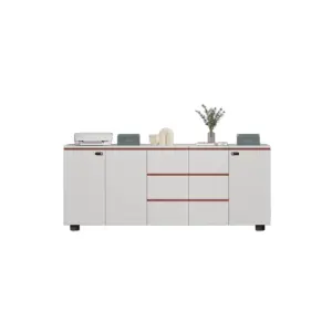 Modern Wood Storage Cabinet-Push Open Drawers, Key Lock, for Office & Study Room