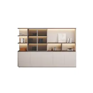 Executive Office Room Divider with Integrated Storage-Bookcase & Filing Cabinet Combo