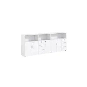 Wooden Storage Cabinet with Lock - Multi-Purpose Office Bookcase & Room Divider