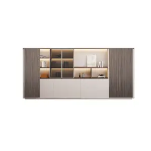 Executive Office Room Divider with Integrated Storage-Bookcase & Filing Cabinet Combo