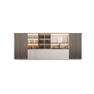 Executive Office Room Divider with Integrated Storage-Bookcase & Filing Cabinet Combo