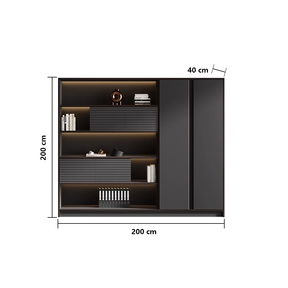 未标题-2 Standing Storage Cabinet for Office - Large Bookcase with Filing & Document Organizer Sections
