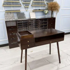Vintage Style Nail Table in Walnut Solid Wood Retro Workstation