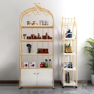 Adjustable Nail Polish Rack with LED Lights - Salon Makeup Display Shelf for Storage