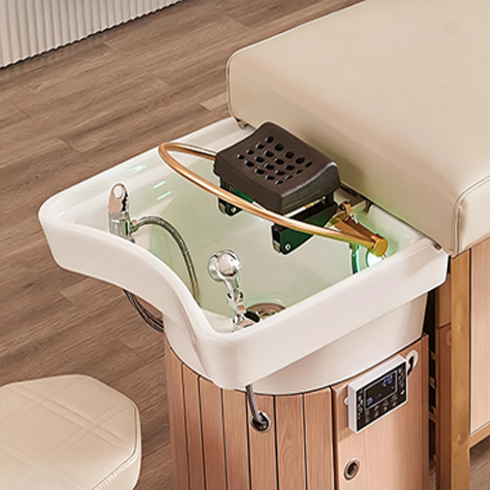 Heavy-Duty Thai Style Shampoo Bed with Easy-Clean Ceramic Basin Heavy-Duty Thai Style Shampoo Bed with Easy-Clean Ceramic Basin