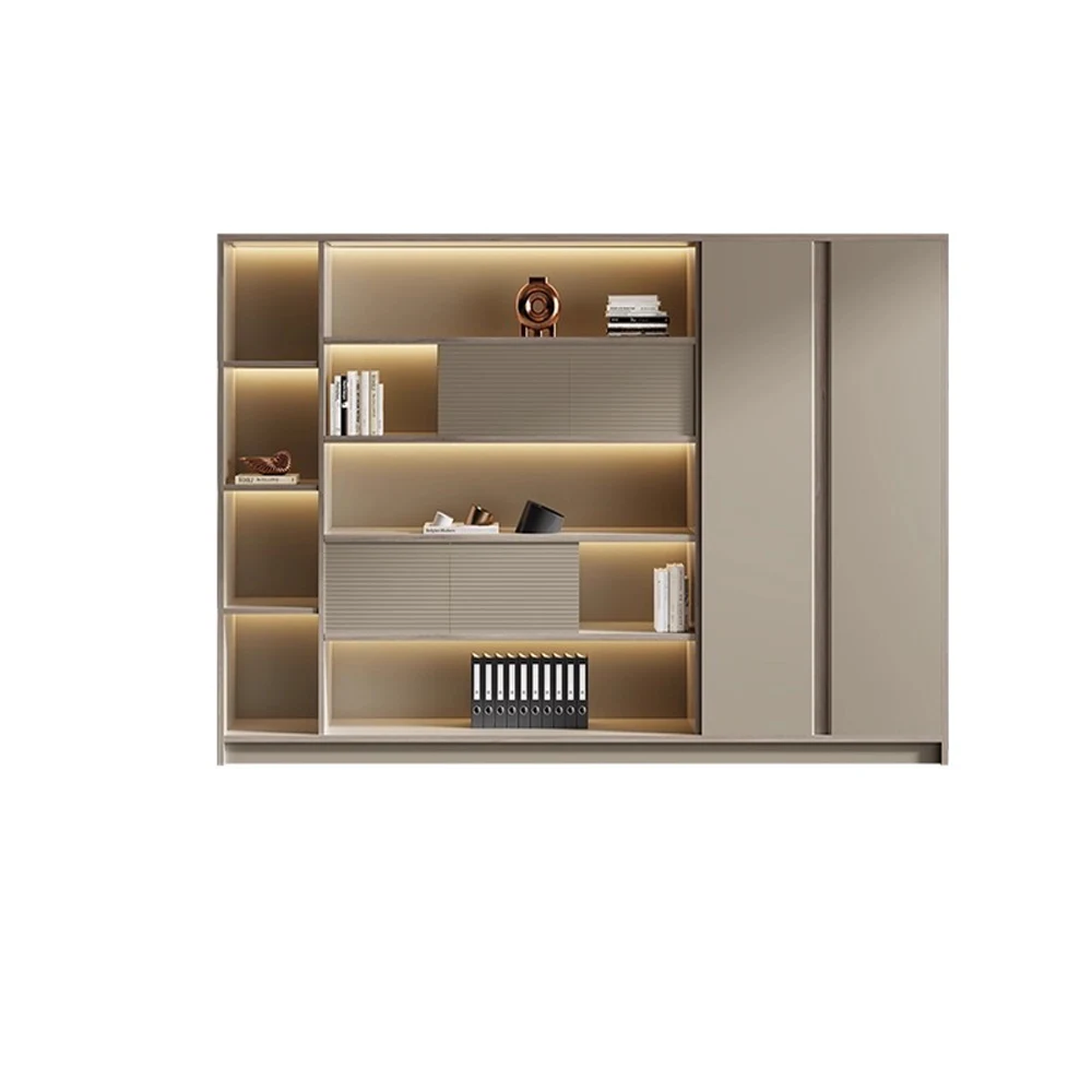 未标题-3 Standing Storage Cabinet for Office - Large Bookcase with Filing & Document Organizer Sections