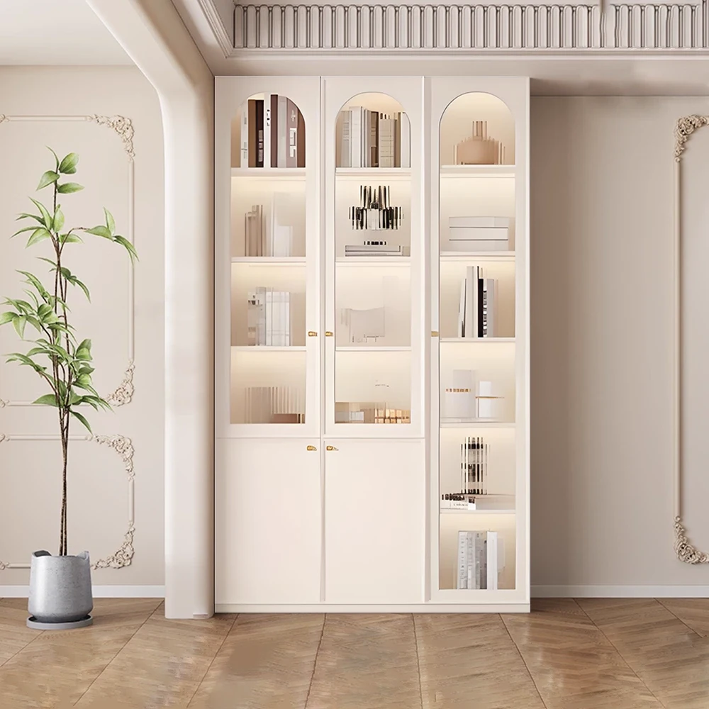Built-in Glass Door Cabinet for Living Room Storage & Display